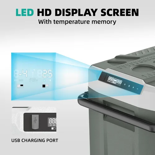 Miniatura 8 de Alpicool Refrigerador portátil para automóvil, refrigerador de 12 voltios con rueda, refrigerador de automóvil de 42 cuartos de galón, control