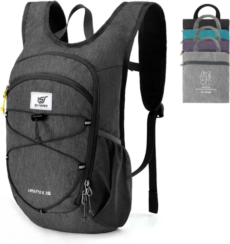 SKYSPER Mochila de senderismo plegable de 15L/20L, mochila de viaje plegable ligera con correa para el pecho, paquete plegable pequeño para caminar