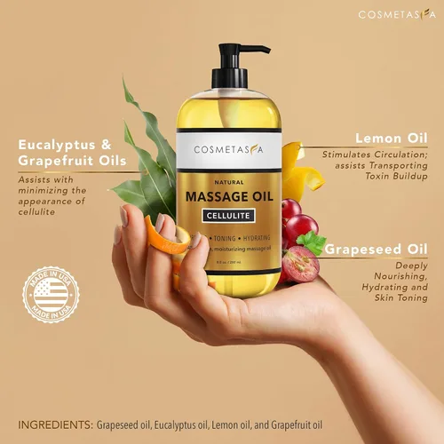 Miniatura 3 de Aceite de masaje para celulitis y crema caliente, aceite y gel para celulitis 100% natural, altamente absorbente, reafirma, tonifica, tensa e