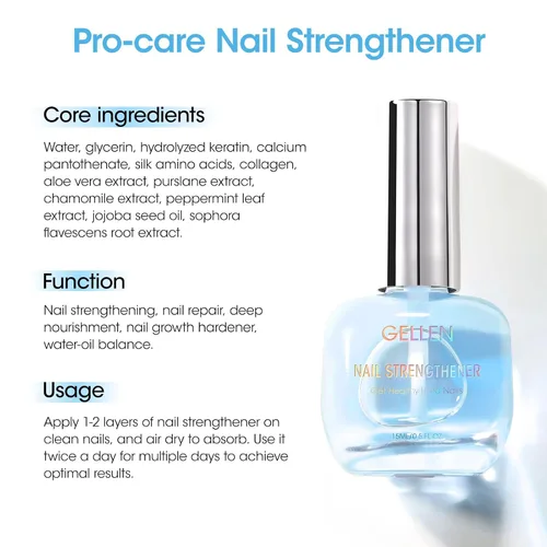 Miniatura 2 de GELLEN Fortalecedor de uñas con aroma a océano, suero de crecimiento de reparación de uñas Pro Care 8 en 1 para uñas finas y dañadas, acabado claro