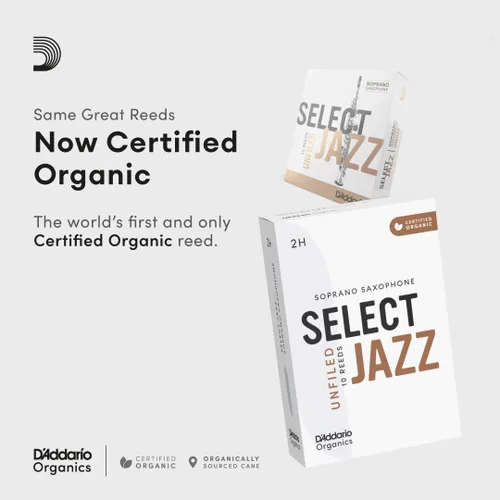 Miniatura 3 de D'Addario Organic Select Jazz Unfiled - Cañas de saxofón soprano – Cañas de saxofón – Selladas individualmente – 2 medianas, paquete de 10