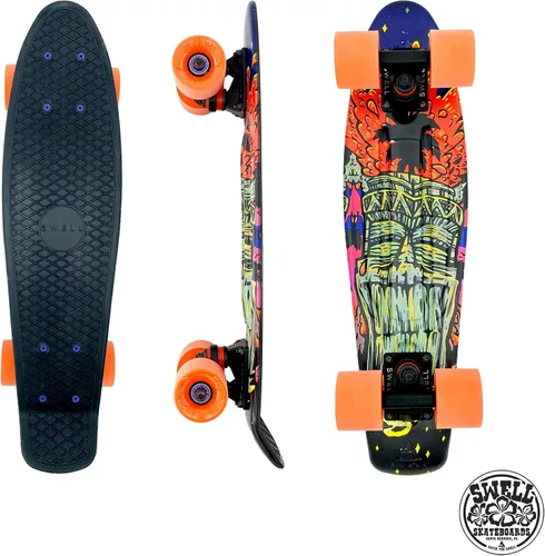 Miniatura 7 de Swell Skateboards Monopatín completo retro de plástico de 22 pulgadas y 28 pulgadas para principiantes, niños, niñas, jóvenes, adolescentes, adultos