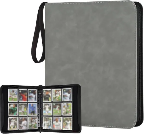 Miniatura 35 de GERMUN Carpeta de tarjetas de poliuretano, 16 bolsillos, carpetas de soporte premium para más de 1000 tarjetas, álbum de bolsillo de doble cara