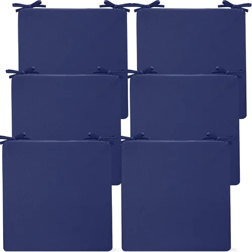 Miniatura 10 de Preboun Paquete de 6 Cojines para Sillas de Exterior 19" x 19" x 3" Patio Impermeables Resistentes a la Decoloración Cojines de Asiento con Lazos