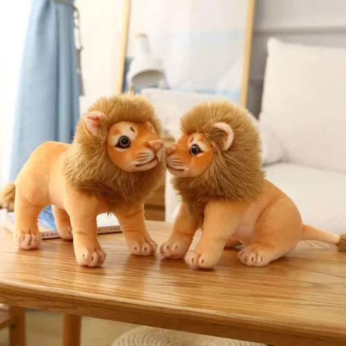 Miniatura 7 de Juguete de peluche de león, león de peluche dorado, animales de simulación de felpa de 11 pulgadas, regalos realistas de león de peluche para niños