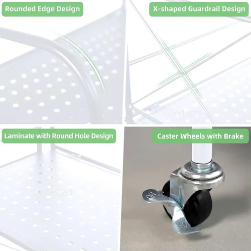 Miniatura 3 de Estantería plegable de metal de 3 niveles con ruedas, estantería plegable para sala de estar, cocina, estudio, 12.6 pulgadas de profundidad x 23.6