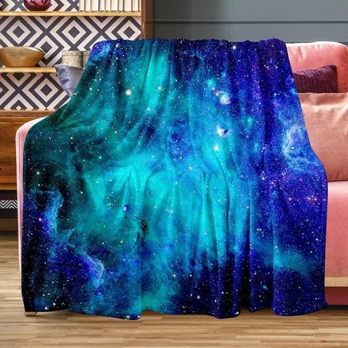 Miniatura 7 de Manta de galaxia espacial, suave y cálida manta de felpa de forro polar de 50 x 40 pulgadas, manta de franela suave y acogedora para cama, sofá