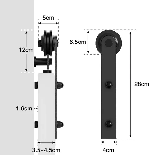 Miniatura 4 de WINSOON Kit de herrajes para puerta de granero de 5 pies: herrajes para puertas correderas individuales - Kit de riel de puerta de granero negro Kit