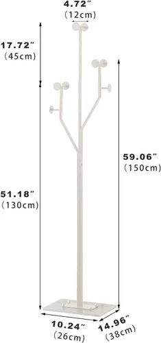 Miniatura 2 de JIAYUEJU Perchero resistente en forma de árbol, perchero de metal independiente con base de mármol resistente, perchero de esquina para dormitorio