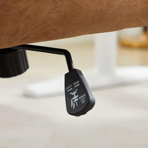 Miniatura 8 de YISHENG Silla de escritorio de piel sintética para oficina en casa, silla giratoria ajustable para computadora con ruedas y brazos, cómoda silla