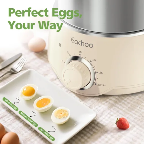 Miniatura 5 de Cocedor de huevos duros - CACHOO Hervidor de huevos de acero inoxidable rápido para 14 huevos con temporizador de 30 minutos y apagado automático