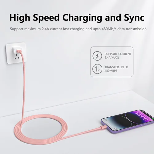 Miniatura 2 de Paquete de 4 cables de carga para iPhone de 6 pies de largo, USB a Lightning, USB 2.4A, cable de carga rápida para iPhone 14/13/12/11 Pro/11/XS