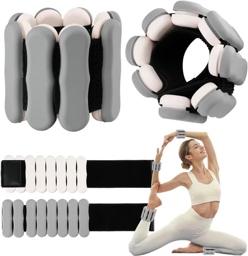 Miniatura 9 de Pesas de tobillo y muñeca para mujeres y hombres, pesas ajustables para brazos y piernas, juego de 2 (1 libra/2 libras cada una), bandas de silicona