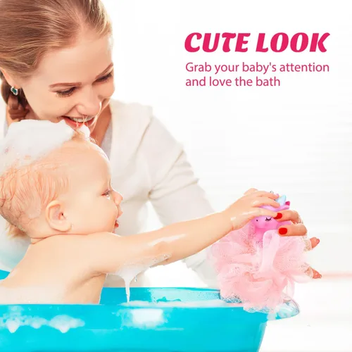 Miniatura 9 de Esponja de baño para niños, 2 piezas: esponja corporal – Puf de ducha de unicornio para limpieza profunda exfoliante corporal exfoliante para lavar