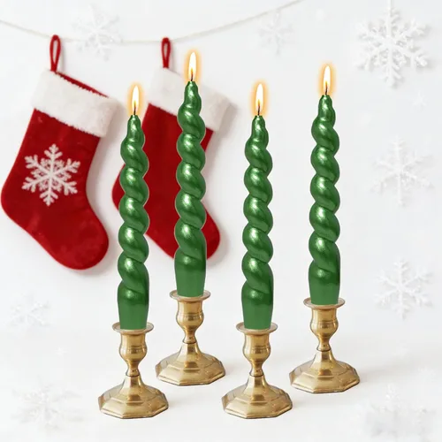 Miniatura 51 de Velas en espiral de Navidad, velas cónicas doradas, 10 pulgadas, sin perfume, para regalo de invierno, vacaciones, Navidad, decoración del hogar