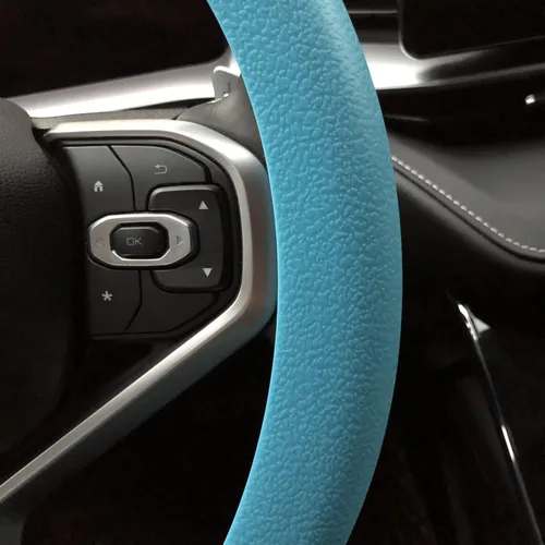 Miniatura 2 de Funda azul para volante de automóvil: universal RPKEY de 13.5 a 15 pulgadas, funda de silicona compatible con la mayoría de los modelos