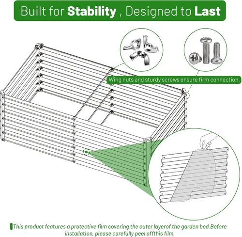 Miniatura 5 de SnugNiture Cama de Jardín Elevada Galvanizada 8x4x2 pies Cama de Cultivo Grande de Metal para Exteriores Caja de Maceta de Acero Kit para Cultivar