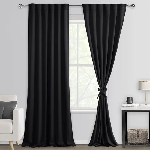 Miniatura 34 de DWCN Cortinas opacas con pestaña trasera para ventana - Cortinas opacas con bolsillo para barra para oscurecer la habitación para dormitorio/sala