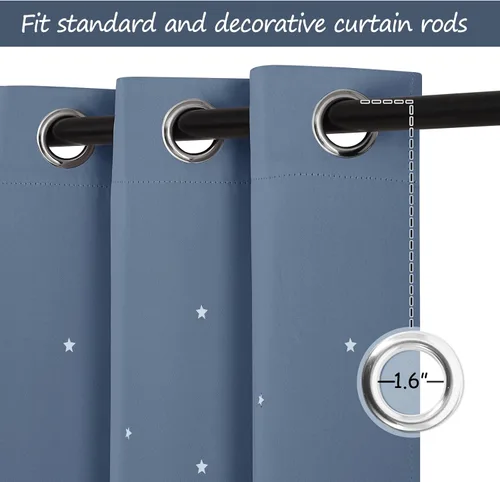 Miniatura 5 de NICETOWN Cortinas para niños para dormitorio de niño, cortinas de galaxia de estrellas cortadas con láser, tratamiento de ventana de ahorro de Azul