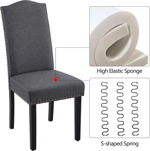Miniatura 8 de Topeakmart Sillas Parson de tela de estilo clásico con patas de madera de goma y respaldo tapizado para comedor, sala de estar, hotel, restaurante