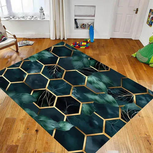 Miniatura 31 de Alfombra de área de líneas geométricas abstractas, patrón geométrico blanco sobre fondo negro, antideslizante, alfombra de área grande, alfombra