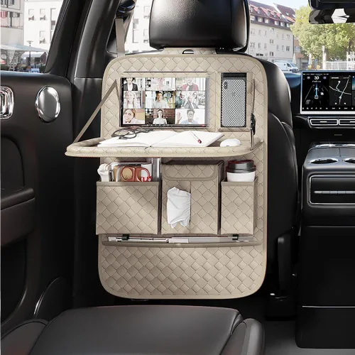 Miniatura 5 de GMQ Organizador de asiento trasero de automóvil, 1 paquete, organizador de asiento trasero con bandeja, caja de almacenamiento multifuncional