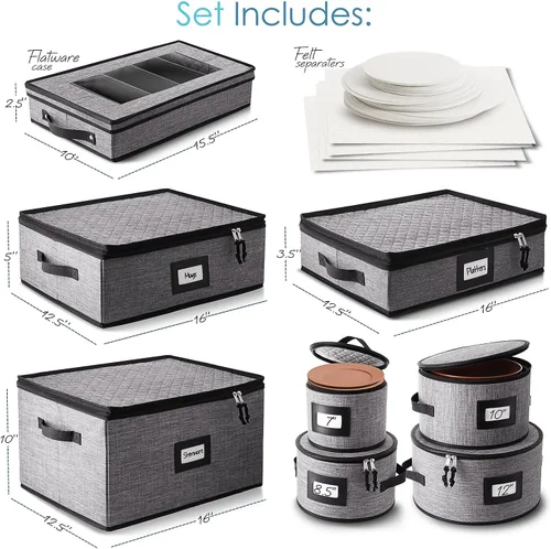 Miniatura 2 de Contenedores de Almacenamiento de Porcelana Fina, 8 Piezas de Contenedores Acolchados para Almacenamiento de Vajilla para Cubiertos y Utensilios