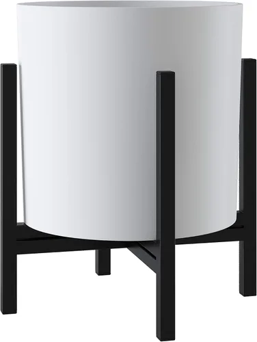 Miniatura 8 de FaithLand Soporte para plantas de mediados de siglo para interiores y exteriores (sin maceta de 8 pulgadas), soporte de metal para macetas, soporte