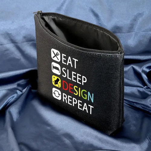 Miniatura 3 de MEIKIUP Regalo de diseñador Comer Dormir Diseño Repetir Maquillaje Bolsa Regalo para Diseñador de Interiores Diseñador Gr, Design Repeat Bag Negro