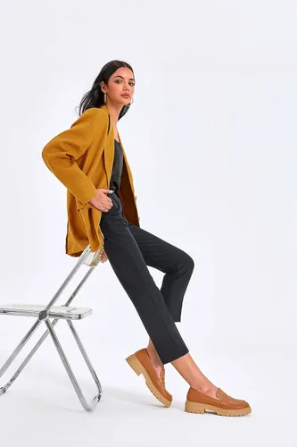Miniatura 4 de Mocasines de plataforma para mujer, cómodos, de tacón grueso, sin cordones, punta redonda, para negocios, trabajo