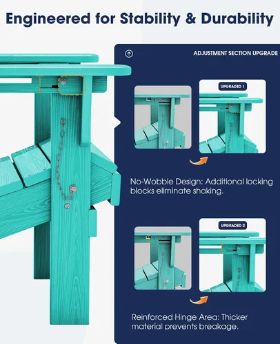 Miniatura 4 de Silla plegable ajustable KINGYES Adirondack, sillas reclinables Adirondack de 3 posiciones con portavasos, Adirondack de HDPE resistente a