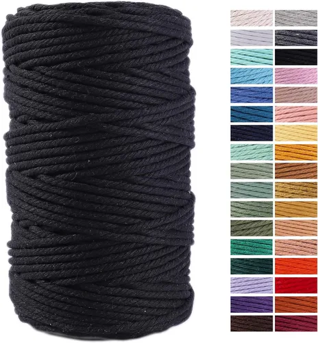 Miniatura 68 de Cuerda de Macramé Gris Claro 3mm x 109 Yardas, Cuerda de Algodón de Colores Cuerda para Manualidades Cuerda de Algodón Colorida para Colgar