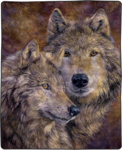 Bedford Home Manta de lobo – Par de lobos estampada de 80 x 92 pulgadas – Manta gruesa de felpa gruesa de 8 libras de imitación de visón Queen para