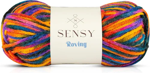 Miniatura 12 de Sensy Roving - Ovillo de lana multicolor, 3.5 onzas, 132 yardas, calibre 5, voluminoso (otoño)