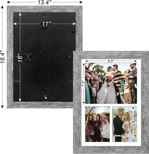 Miniatura 450 de Marcos de Fotos Collage de 13.5X15.5 con 7 Aberturas para Fotos de 4X6, Marco de Fotos Múltiples con Paspartú para Decoración de Pared, Grano