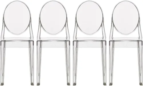 Miniatura 6 de 2xhome - Victoria Style Ghost - Silla auxiliar de acrílico transparente (humo), individual, juego de 1