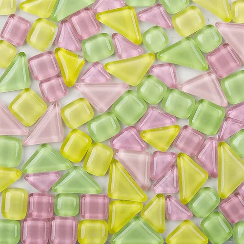 Miniatura 19 de Azulejos de mosaico de 7.05 oz, paquete de azulejos de mosaico de vidrio de cristal, suministros para decoración del hogar, manualidades, platos