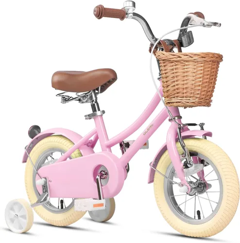 Miniatura 31 de Glerc Little Molly - Bicicleta de crucero retro para niños de 2 a 13 años de edad con cesta de mimbre y ruedas de entrenamiento/soporte, varios