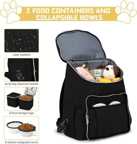 Miniatura 3 de BAGLHER Mochila de viaje para perros – Contenedor de comida desmontable para perros para suministros para mascotas, mochila para equipo de perro
