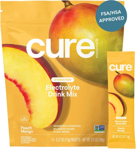 Miniatura 10 de Cure Hydration Mezcla para bebida de electrolitos a base de plantas Sin azúcar añadida FSA-HSA Polvo para alivio de la deshidratación hecho