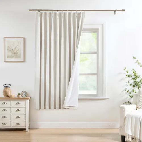 Miniatura 47 de Central Park Paneles de cortinas plisadas opacas con textura de lino, con aislamiento térmico y pestaña trasera, para sala de estar o dormitorio