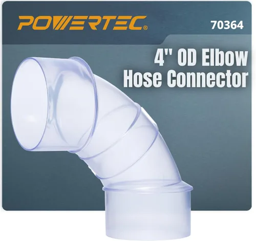 POWERTEC 70364 Codo de 90 grados de diámetro exterior de 4 pulgadas para conector de manguera de recolección de polvo de 4 pulgadas (transparente),