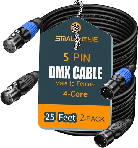 Miniatura 12 de SMALL-EYE Cable DMX de 5 pines de 10 pies, paquete de 4 cables macho a hembra de iluminación de escenario DMX512 (10 pies)