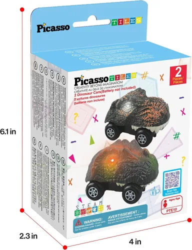 Miniatura 8 de PicassoTiles 2 piezas de camiones de pista de carreras Swift altamente detallados con dinosaurios en paquete al por mayor. Compatibles con kits