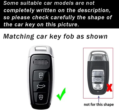 Miniatura 2 de ontto Funda de cuero para llavero de automóvil compatible con Audi A3 A6 A7 A8 E-Tron Q7 SQ7 Q8 SQ8 2020 en adelante llave inteligente negra, Negro