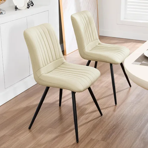 Miniatura 30 de Sillas de comedor, modernas sillas de comedor con cojines gruesos, sillas tapizadas de piel sintética para cocina, comedor con patas de metal