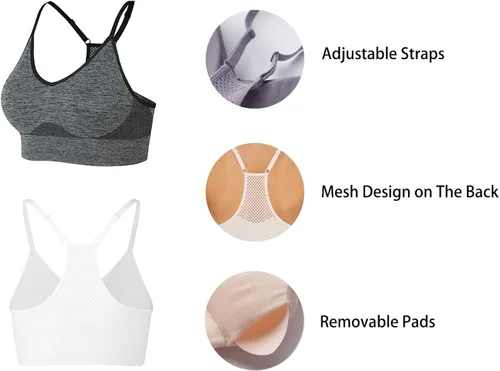Miniatura 5 de SEGRILA Brasier deportivo para mujer, con espalda cruzada, con tirantes ajustables