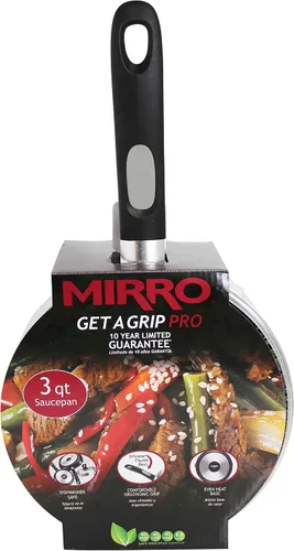 Miniatura 8 de Mirro A7972484 Get A Grip - Cacerola antiadherente de aluminio de 3 cuartos con tapa de vidrio, utensilios de cocina, color negro