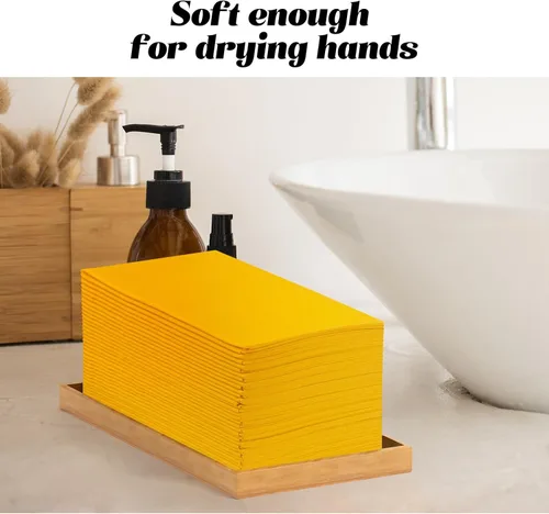 Miniatura 4 de KAMMAK Servilletas de Cena Desechables Naranja-Amarillo Como Tela de Papel con Bolsillo Paquete de 100 Servilletas de Boda Recepción Toallas de Mano