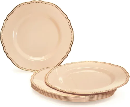 Miniatura 2 de OCCASIONS" Paquete de 50 platos (25 invitados) - Juego de platos de plástico desechables resistentes para fiestas de boda - 25 x 10.25'' para cena